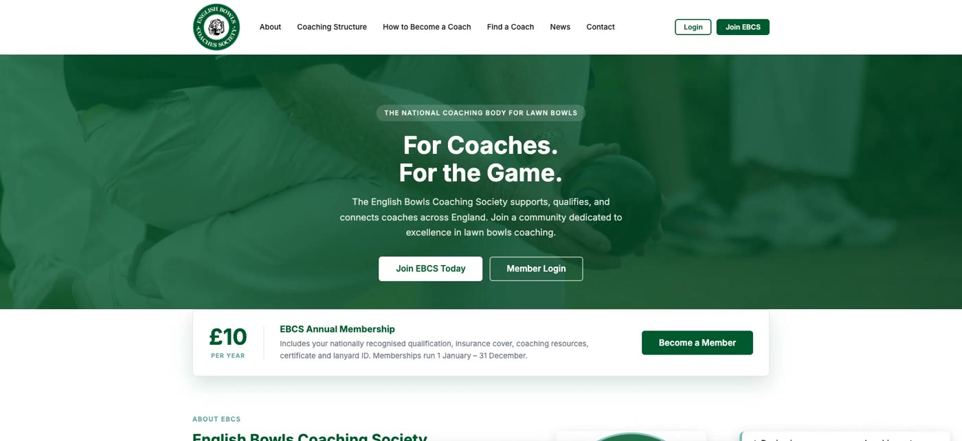 The new EBCS public website homepage